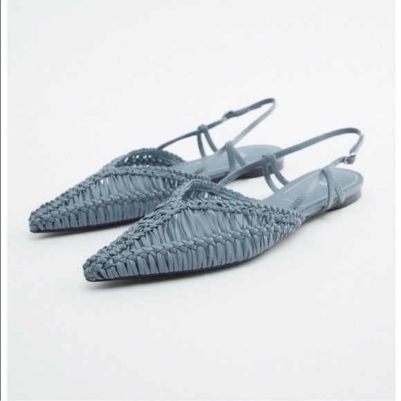 Zara Shoes - Zara woven slingback flats blue NWT